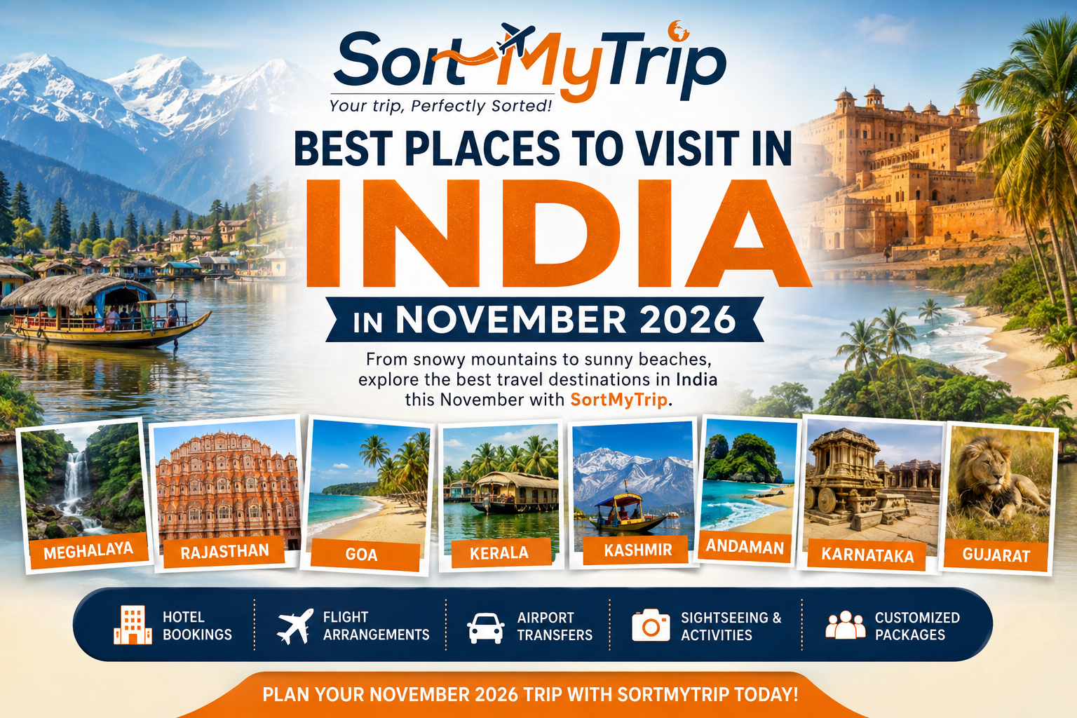 Best Places to Visit in India in November 2026 | SortMyTrip